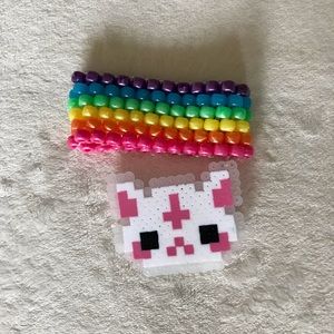 Goth Kitty EDM Rave Kandi Cuff bracelet